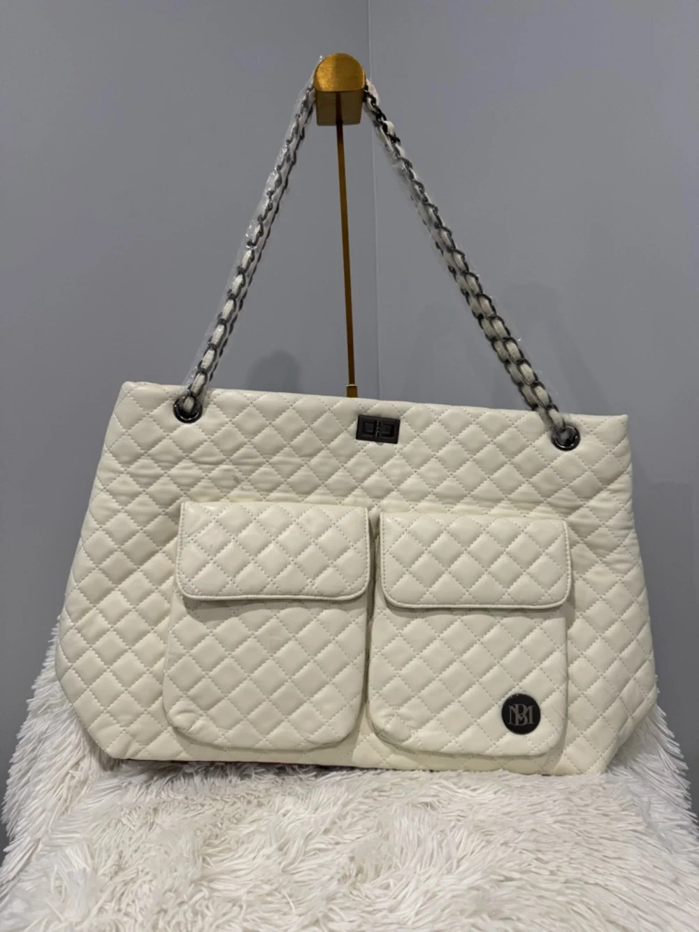 Badgley Mischka Diana Quilted Travel Weekender Tote Bag
